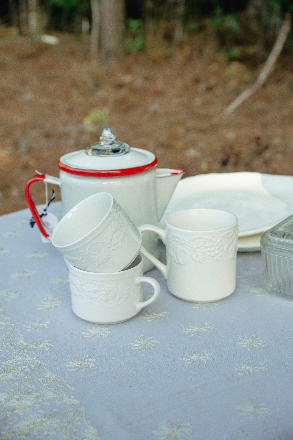 White Fruit Embossed Coffee Mug