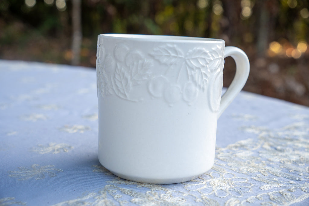 White Fruit Embossed Coffee Mug