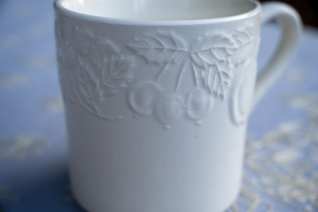 White Fruit Embossed Coffee Mug