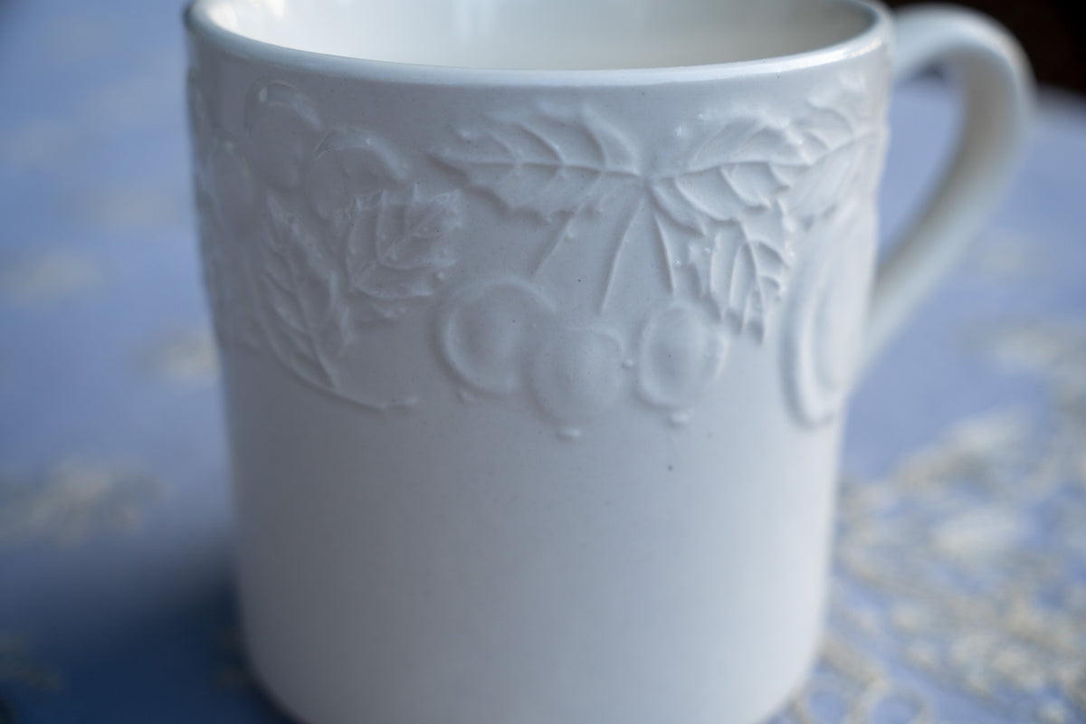White Fruit Embossed Coffee Mug