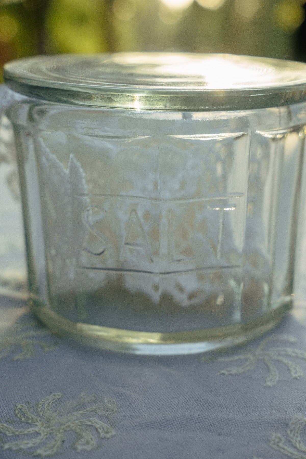Pressed Glass Salt Cellar with Lid
