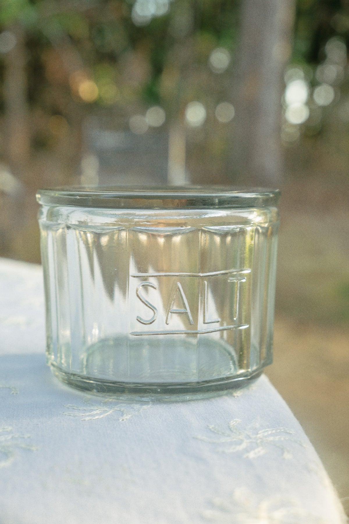 Pressed Glass Salt Cellar with Lid