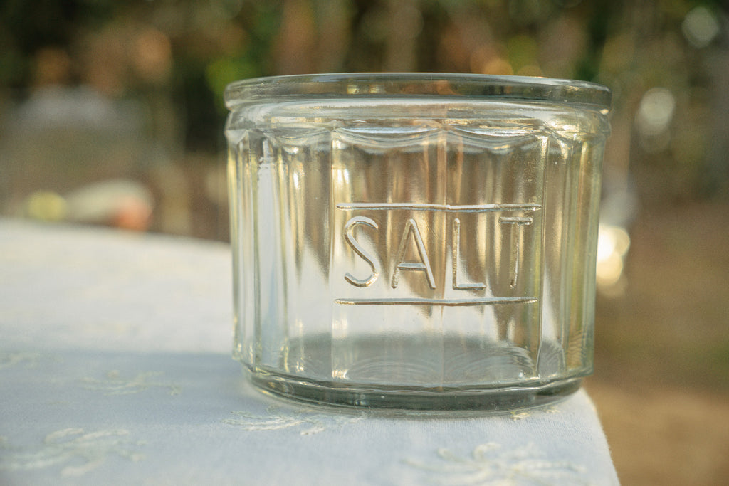 Pressed Glass Salt Cellar with Lid