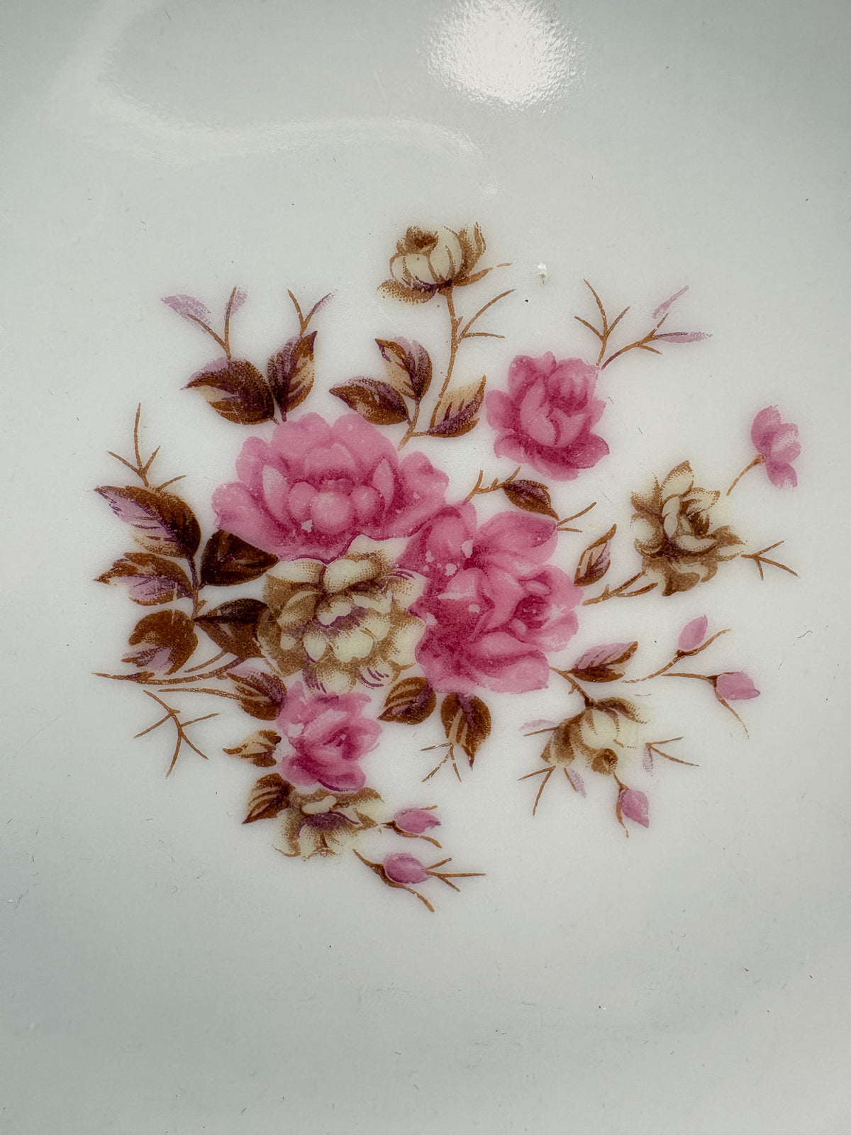 Vintage Porcelain Rose Pattern Serving Bowl