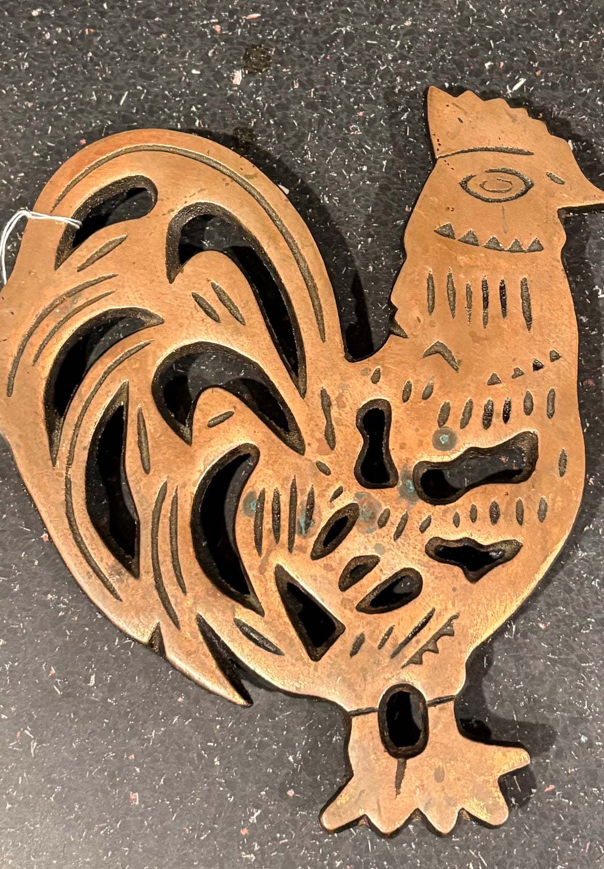 Cast Iron Rooster Trivet with Copper Finish