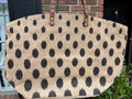 Mud Pie Ikat Polka Dot Burlap Tote Bag