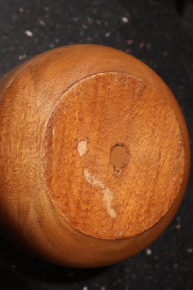 Wooden Pineapple Container with Gold-Painted Metal Top