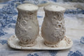 Napco Provincial White Salt & Pepper Shaker Set with Tray
