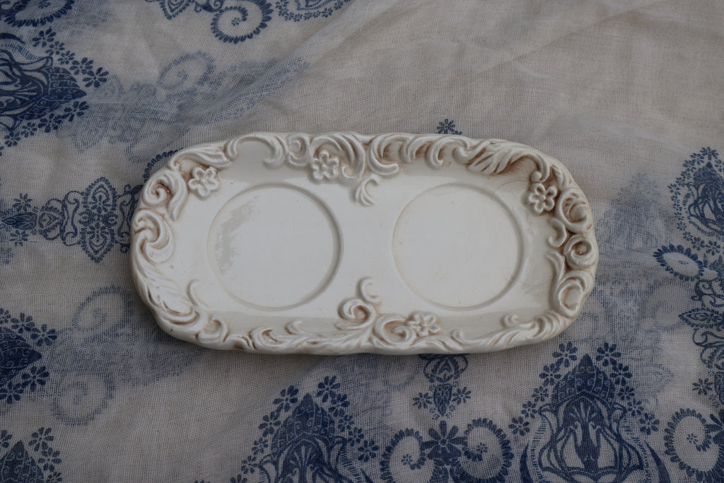 Napco Provincial White Salt & Pepper Shaker Set with Tray
