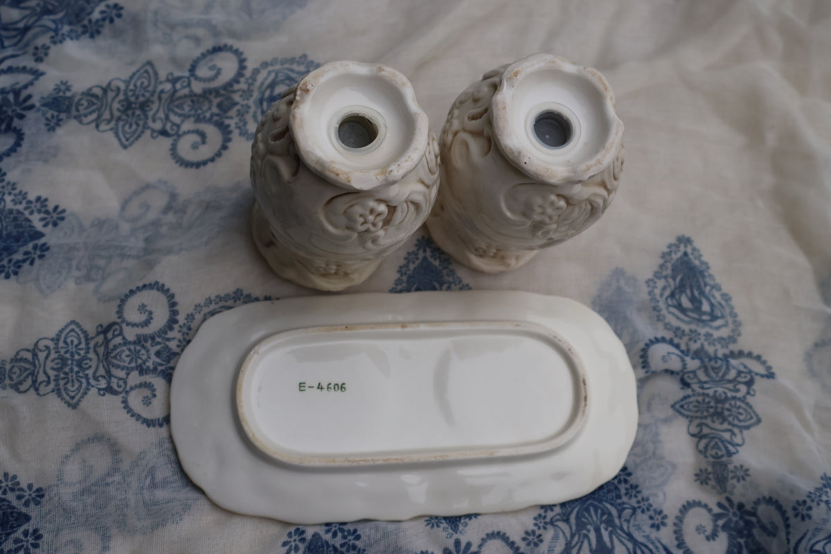 Napco Provincial White Salt & Pepper Shaker Set with Tray