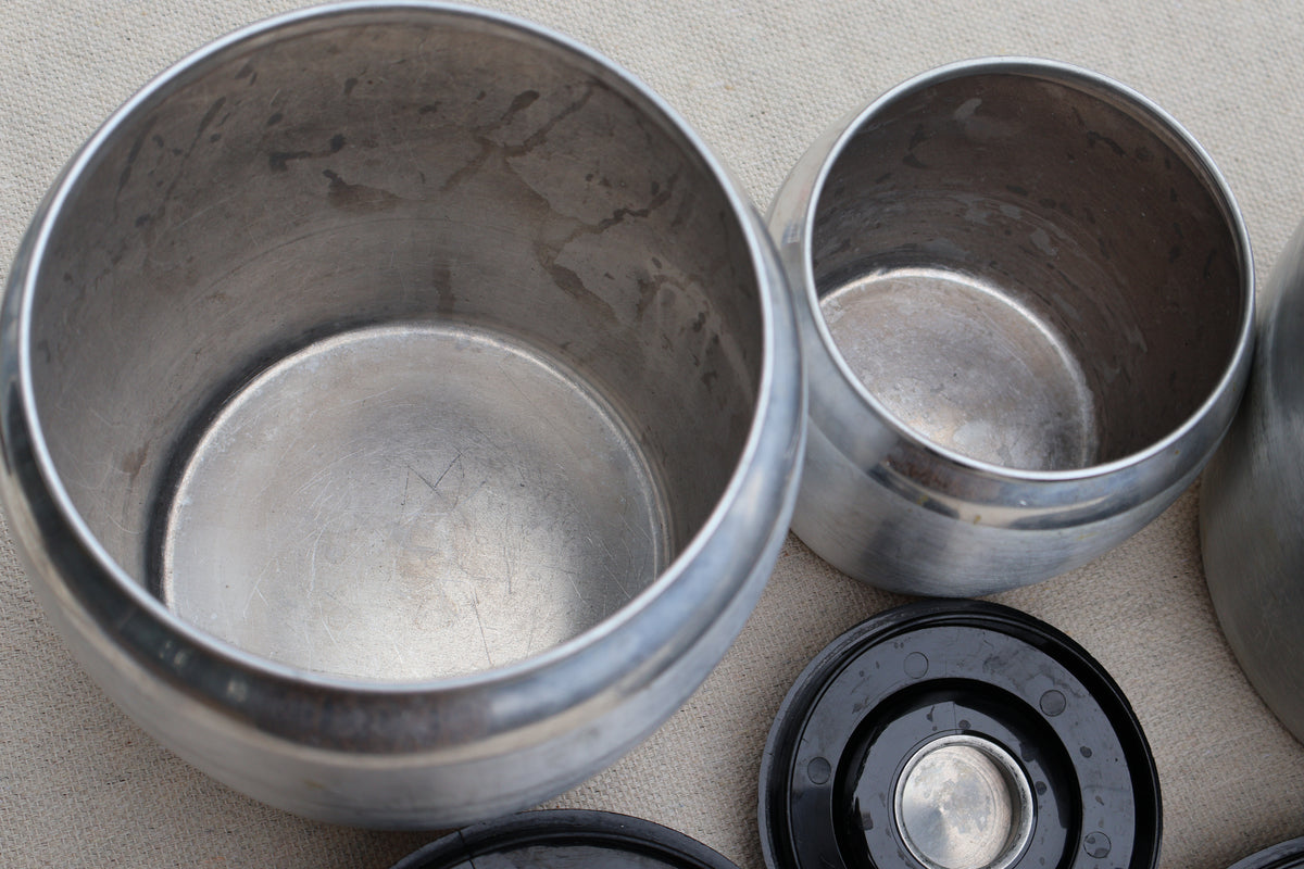 1950s Kromex Aluminum Canister Set, Set of 4