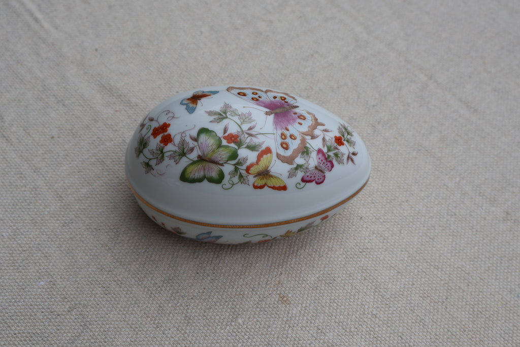 Vintage Avon “Butterfly Fantasy” Porcelain Egg-Shaped Trinket Box – 1974