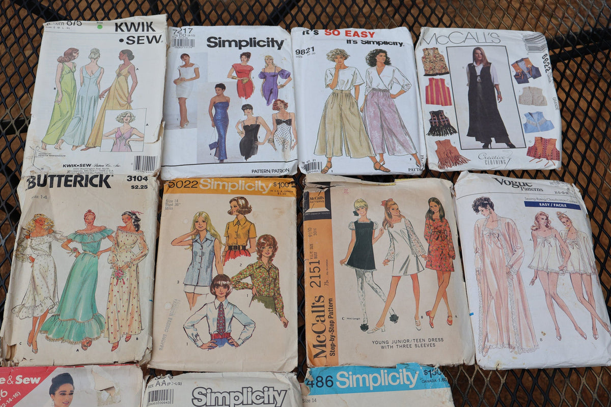 Vintage Sewing Pattern Bundle – 11 Used & Cut Patterns