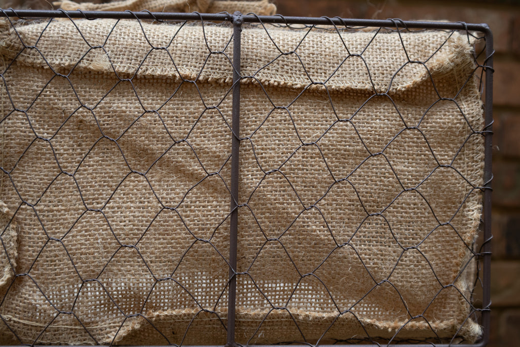 Rustic Chicken Wire Basket with Burlap Lining & Handles