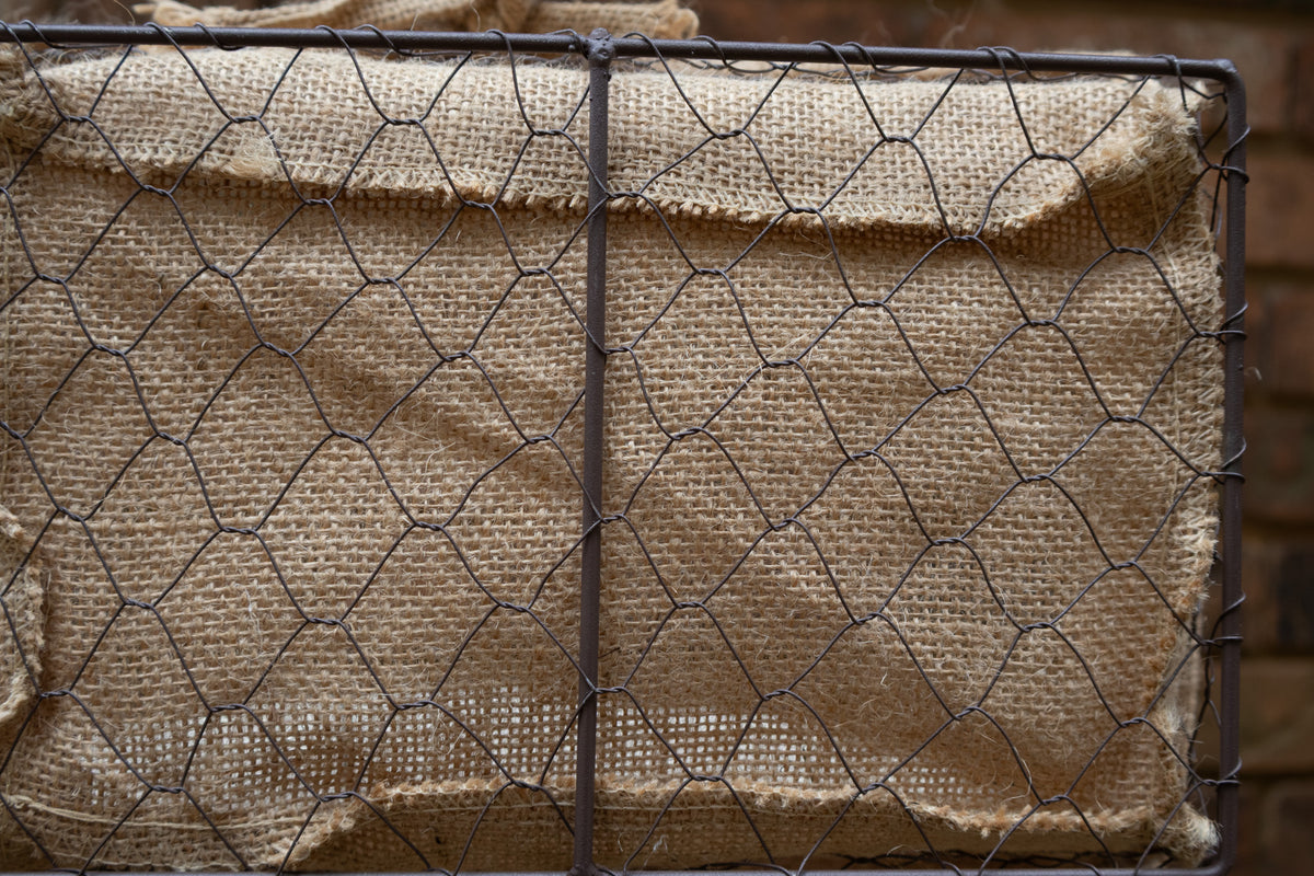 Rustic Chicken Wire Basket with Burlap Lining & Handles