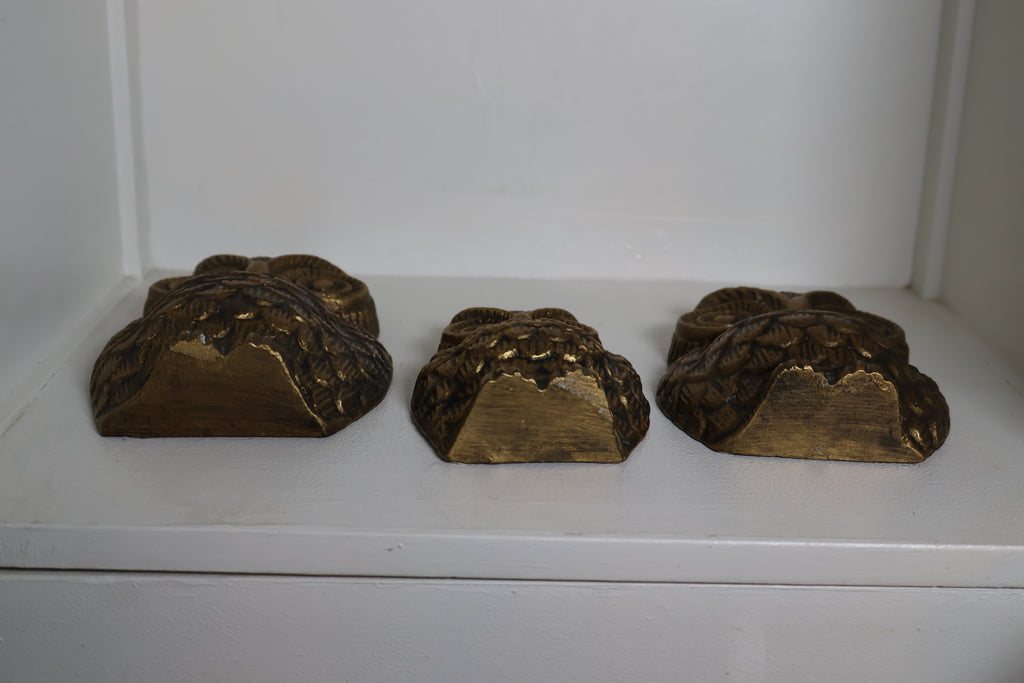 Vintage Brass Owl Family – 3-Piece Set