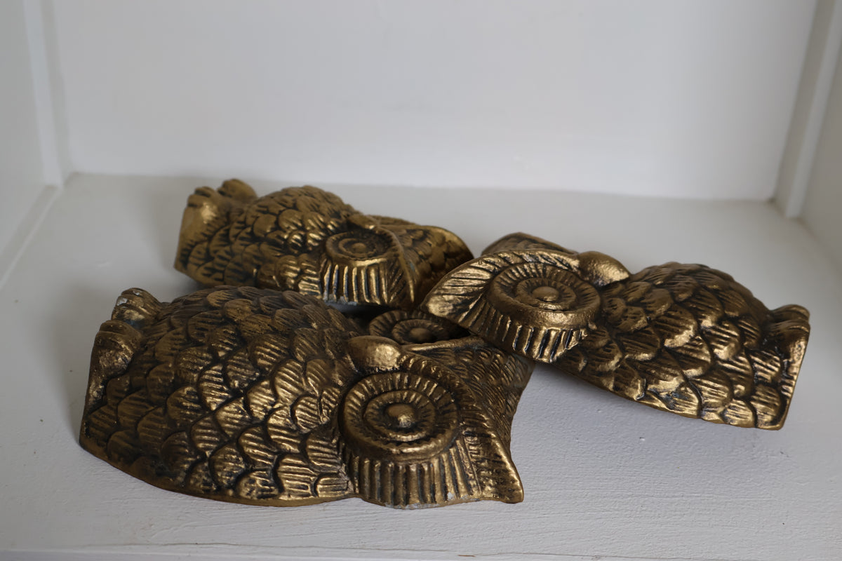 Vintage Brass Owl Family – 3-Piece Set