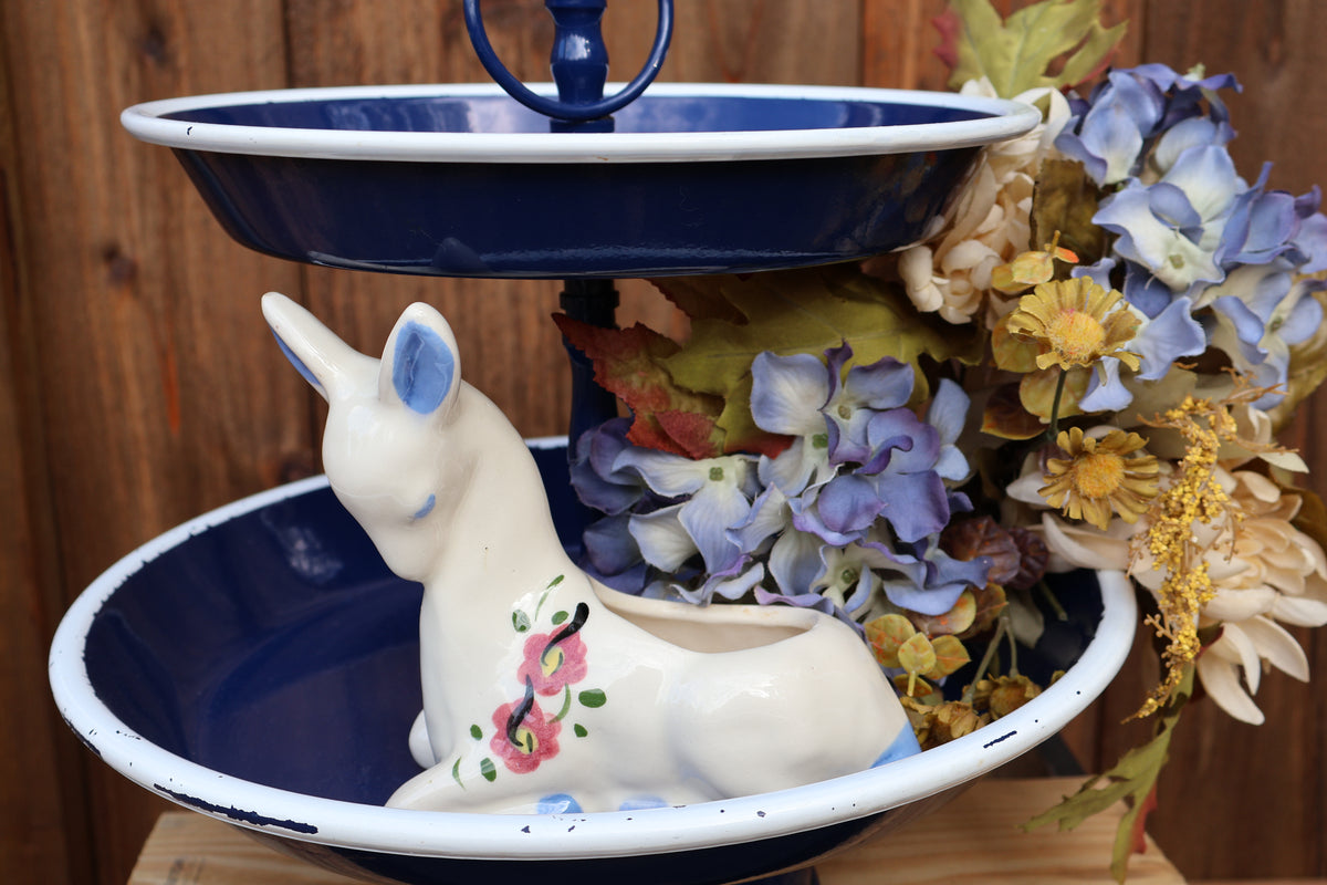 Two-Tier Navy Blue Round Metal Display Stand