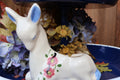 Vintage Ceramic Deer Planter with Pink Flowers