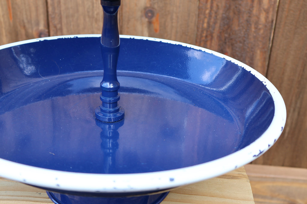 Two-Tier Navy Blue Round Metal Display Stand