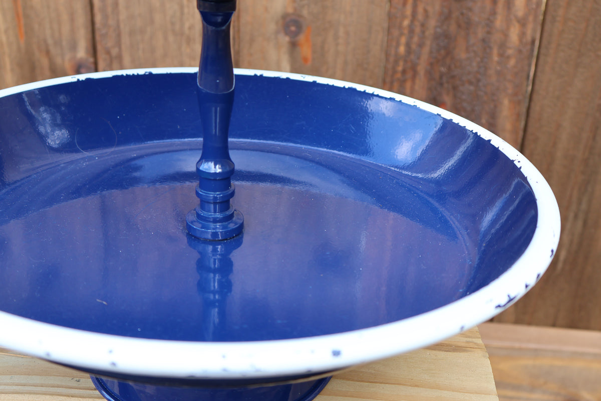 Two-Tier Navy Blue Round Metal Display Stand
