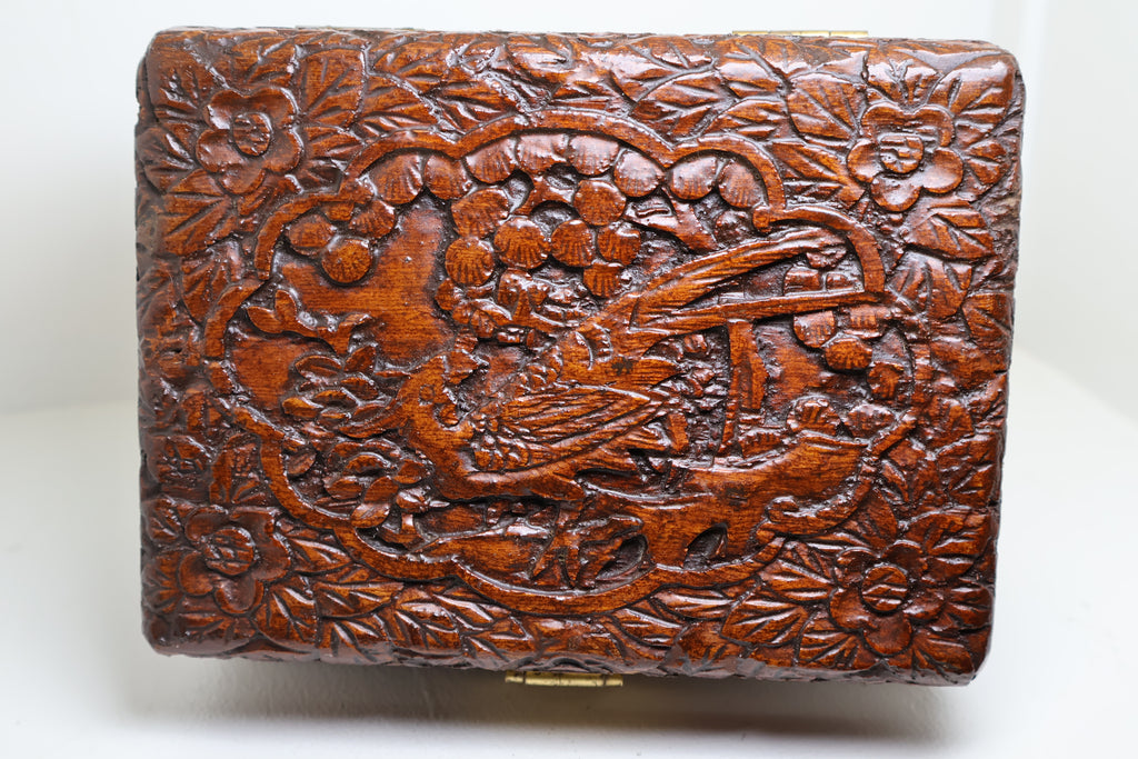 Hand-Carved Wooden Jewelry Box