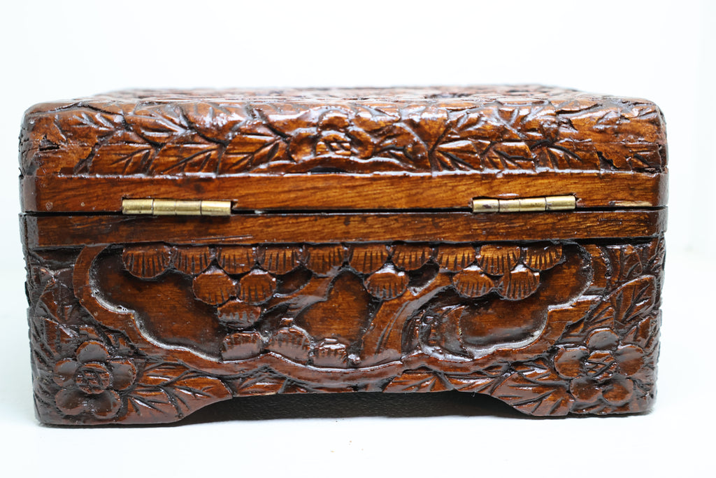 Hand-Carved Wooden Jewelry Box