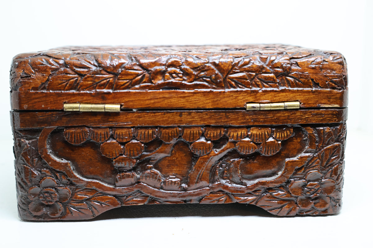 Hand-Carved Wooden Jewelry Box