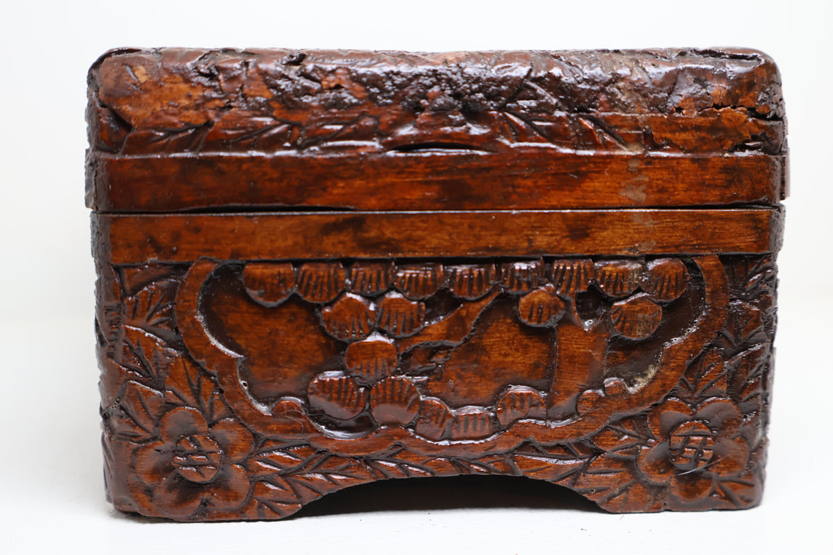 Hand-Carved Wooden Jewelry Box