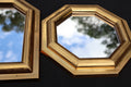 Vintage Geometric Gold-Tone Wall Mirrors – 3-Piece Set