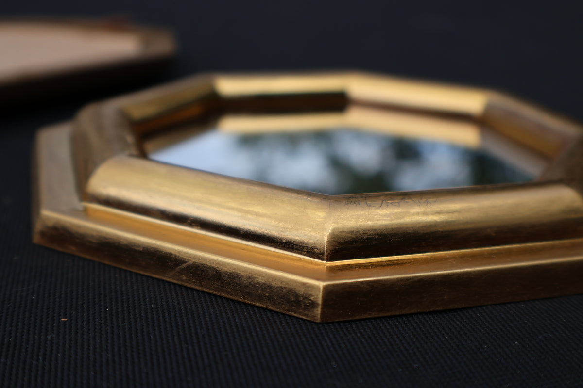 Vintage Geometric Gold-Tone Wall Mirrors – 3-Piece Set