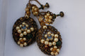 Vintage Gold-Tone Pearl & Jewel-Tone Cluster Screw-Back Earrings