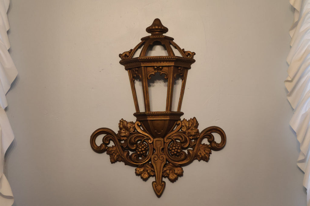 Vintage Homco Hollywood Regency Gold Lantern Wall Hanging