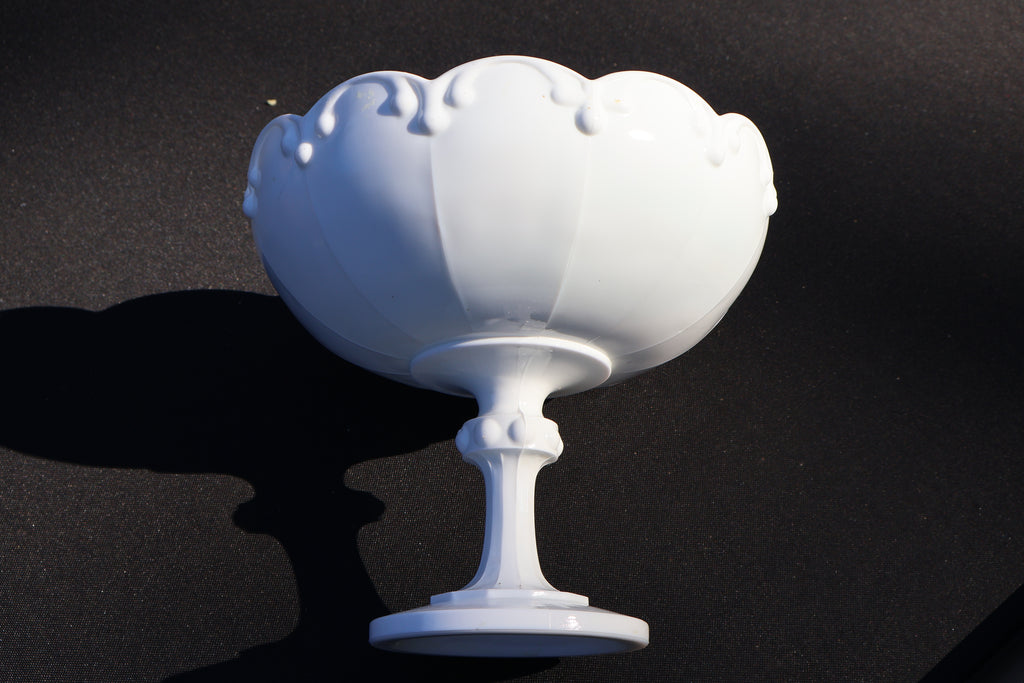 Vintage Indiana Glass Teardrop Milk Glass Pedestal Bowl