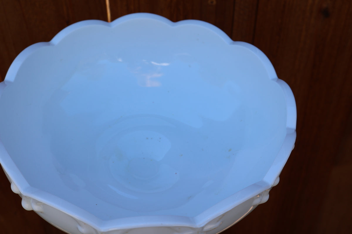 Vintage Indiana Glass Teardrop Milk Glass Pedestal Bowl