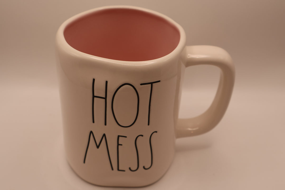 Rae Dunn “Hot Mess” Coffee Mug with Pink Interior