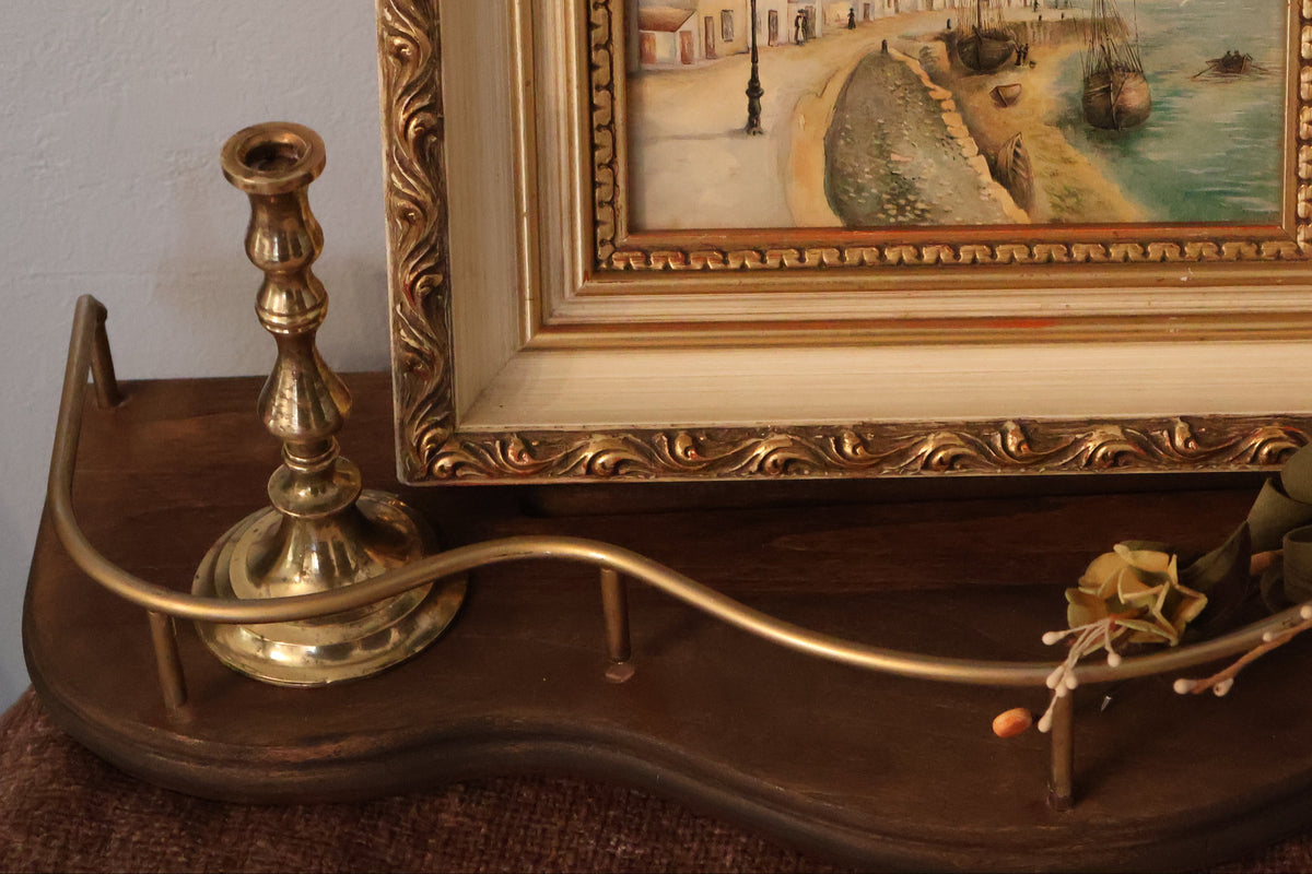 Remade Vintage Tabletop Display Shelf with Metal Rail