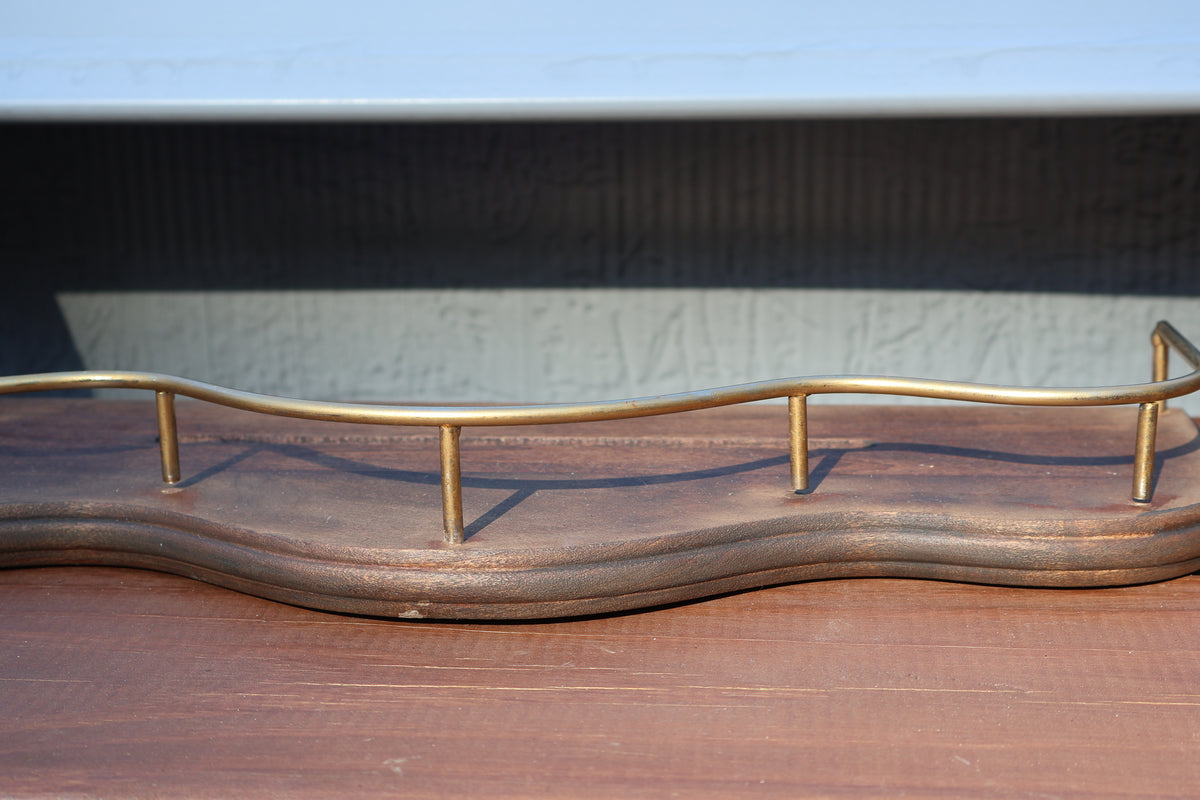 Remade Vintage Tabletop Display Shelf with Metal Rail