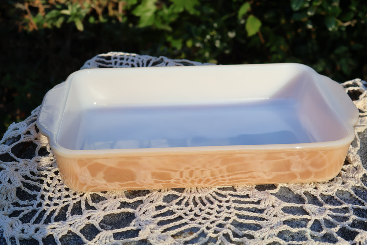 Fire King Peach Luster 2-Quart Casserole Dish #410