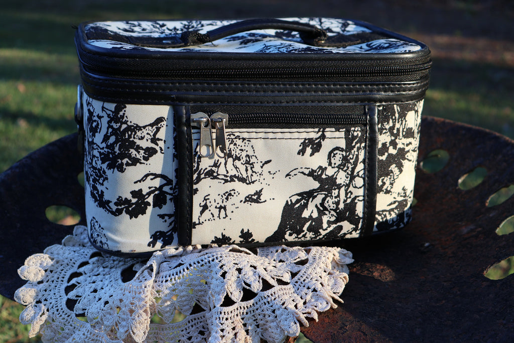 Black & White Toile de Jouy Makeup Case – 2-Piece Set