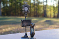 Miniature Cat & Cuckoo Clock Figurine in Antique Gold