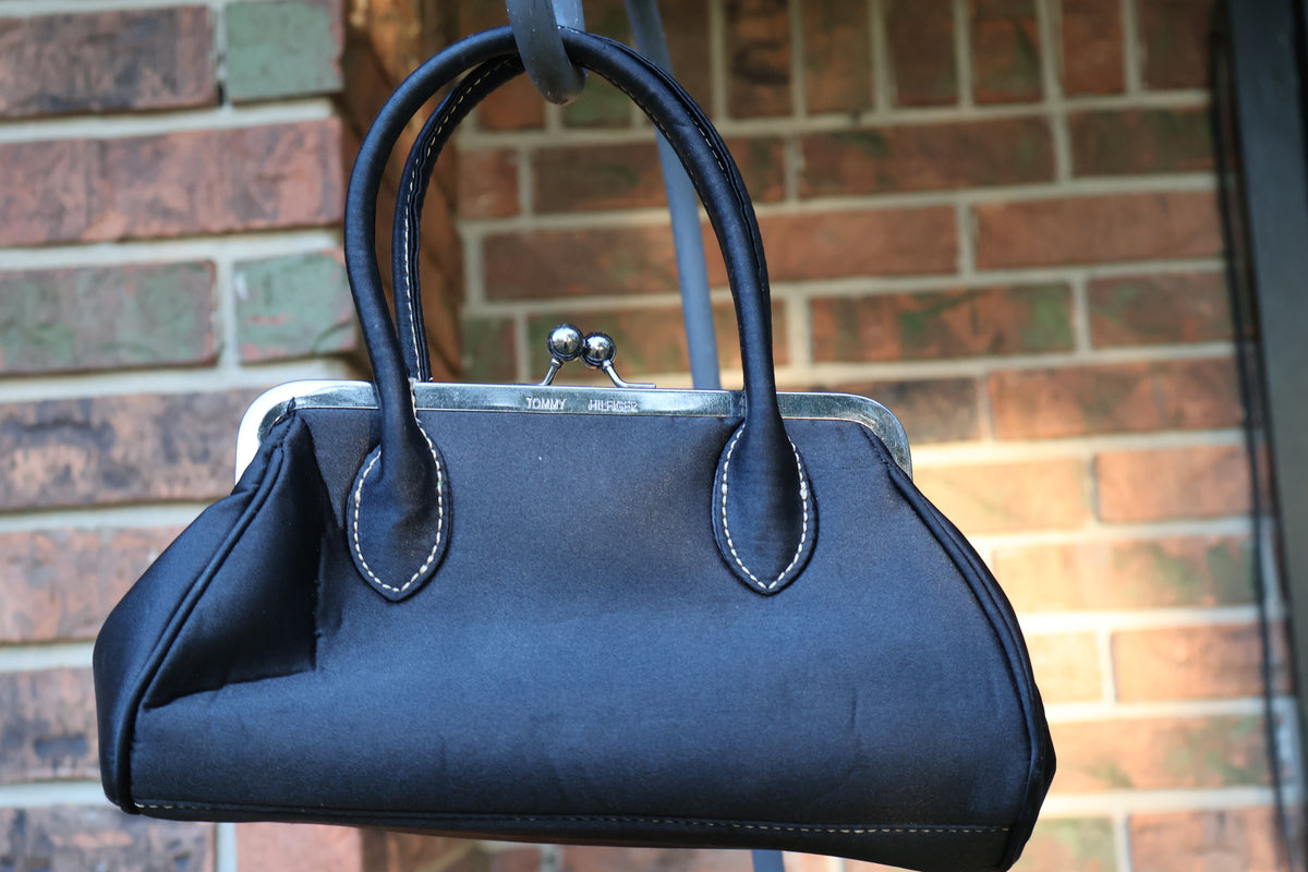 Tommy Hilfiger Black Satin Kiss-Lock Handbag