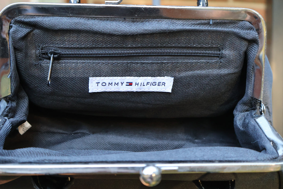 Tommy Hilfiger Black Satin Kiss-Lock Handbag