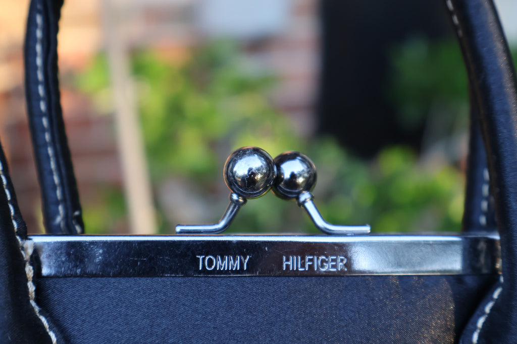 Tommy Hilfiger Black Satin Kiss-Lock Handbag