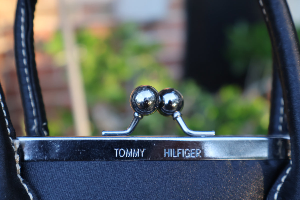 Tommy Hilfiger Black Satin Kiss-Lock Handbag