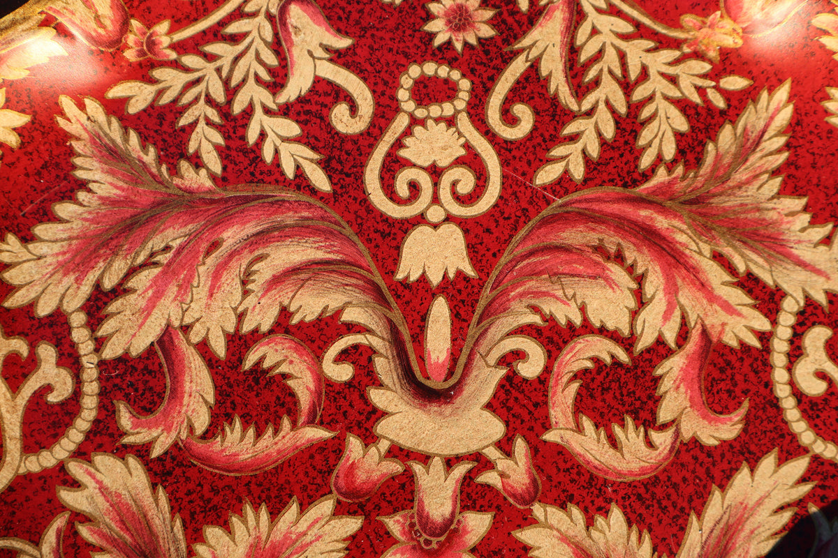 Florentine-Style Red & Gold Decorative Plate