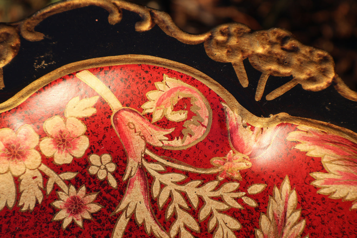 Florentine-Style Red & Gold Decorative Plate