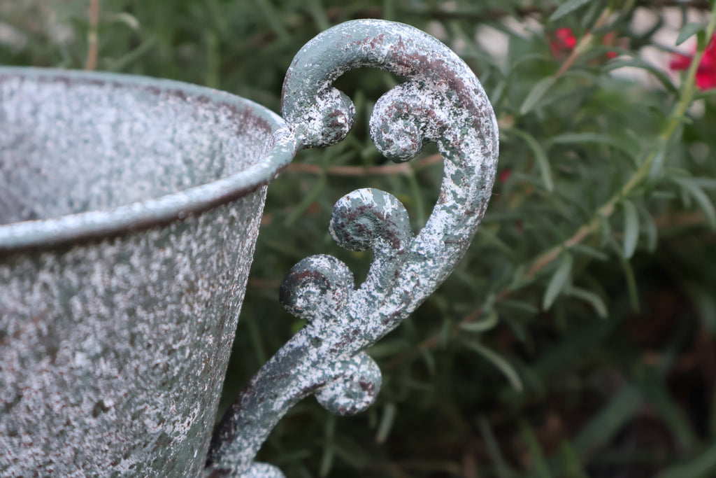 Metal Trophy Urn with White Patina