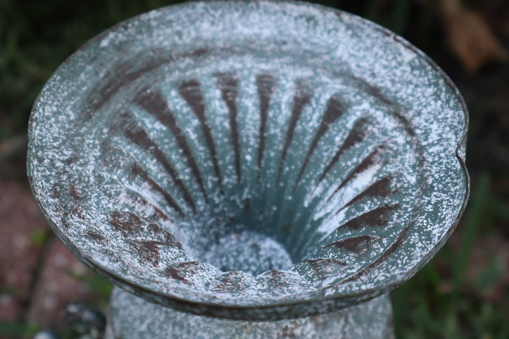 Metal Trophy Urn with White Patina