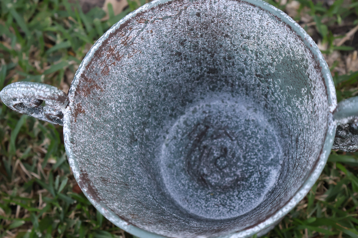 Metal Trophy Urn with White Patina